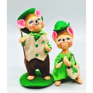 Annalee St Patricks Day Mouse Pair Irish Leprechaun Figures 2016
